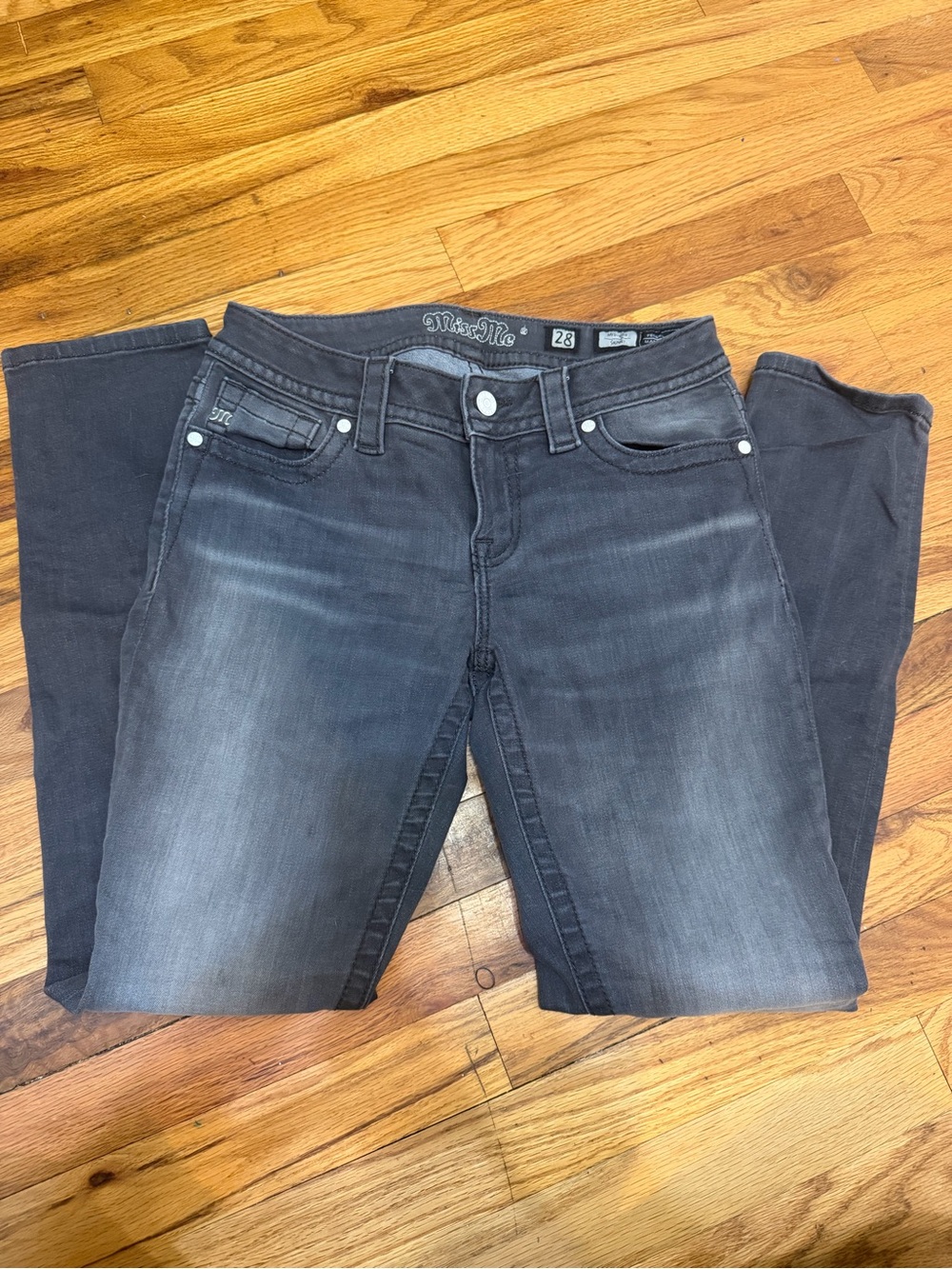 Miss Me Charcoal Gray Skinny Jeans - Faded Wash